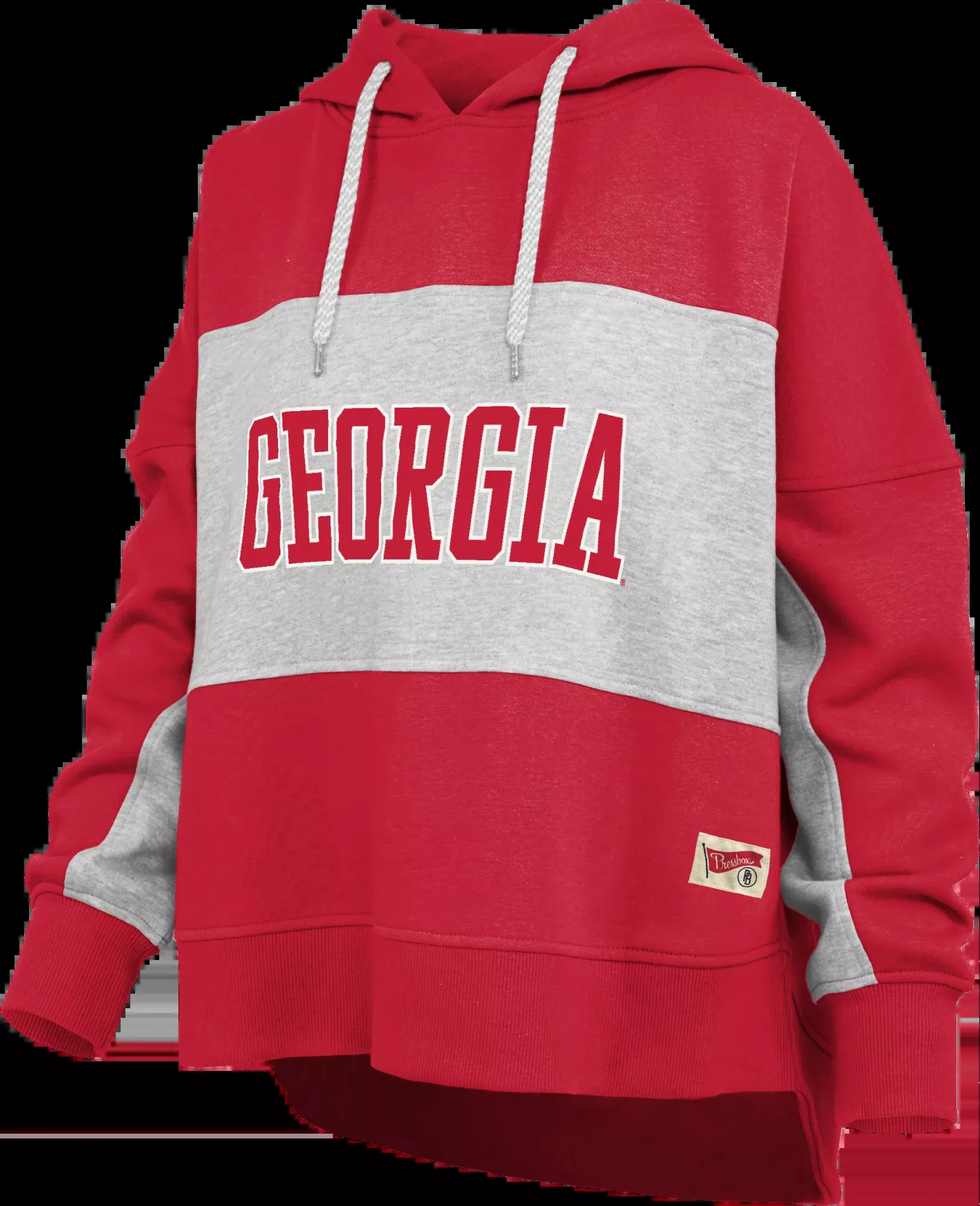 Georgia Bulldogs - Campus Outline Lena Oversized Hooded Pieced Two Tone Fleece Hoodie